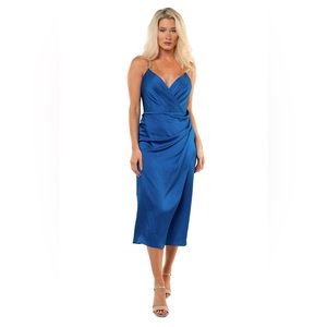 Jay Godfrey Cobalt Blue Satin Slip Midi Dress